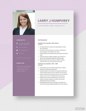 Customer Care Associate Resume