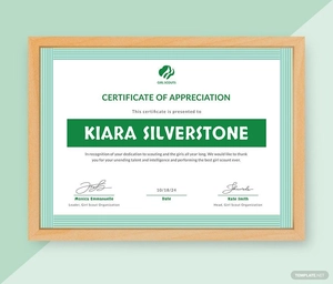 Girl Scout Appreciation Certificate Template