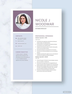 Database Specialist Resume