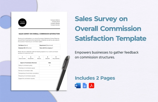 Sales Survey on Overall Commission Satisfaction Template