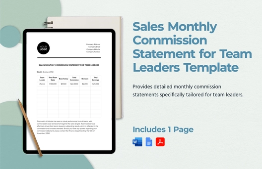 Sales Monthly Commission Statement for Team Leaders Template Sales Monthly Commission Statement for Team Leaders Template