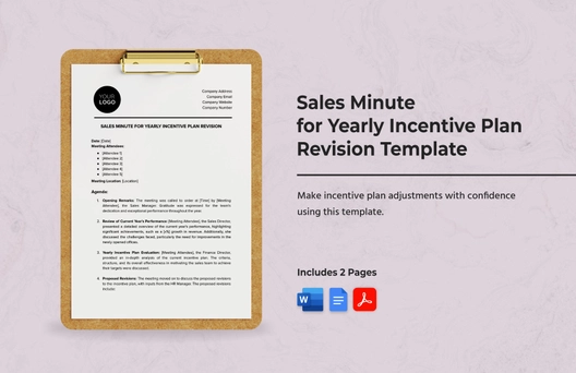 Sales Minute for Yearly Incentive Plan Revision Template