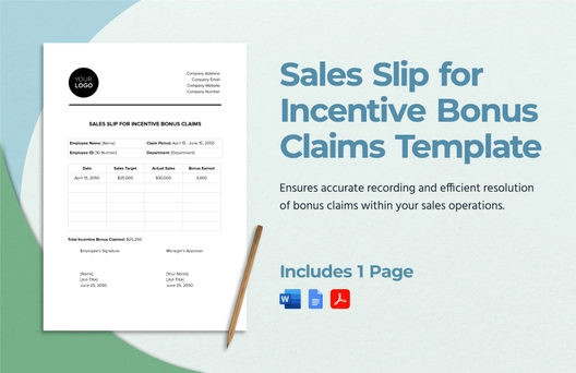 Sales Slip for Incentive Bonus Claims Template