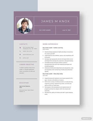 Day Camp Leader Resume