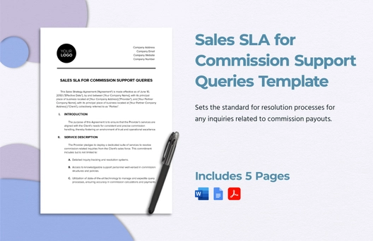 Sales SLA for Commission Support Queries Template