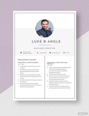 Daycare Director Resume