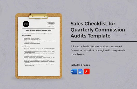 Sales Checklist for Quarterly Commission Audits Template