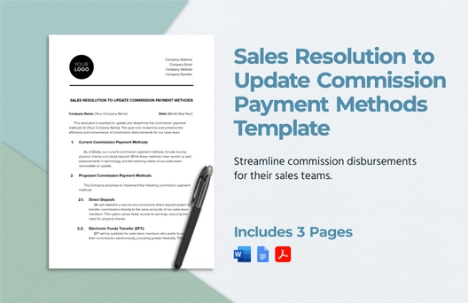 Sales Resolution to Update Commission Payment Methods Template