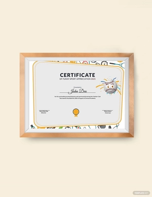 Funny Sport Appreciation Certificate Template