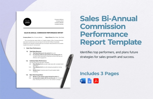 Sales Bi-Annual Commission Performance Report Template