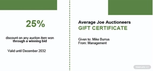 Auction Gift Certificate Template