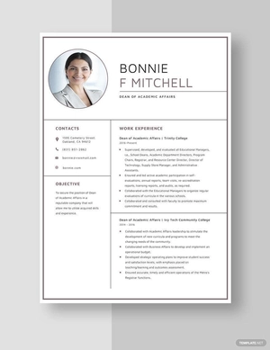 Dean of Academic Affairs Resume