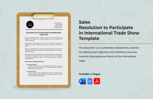 Sales Resolution to Participate in International Trade Show Template