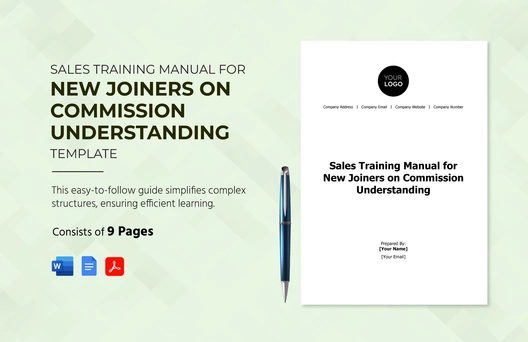 Sales Training Manual for New Joiners on Commission Understanding Template