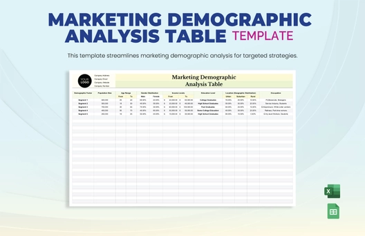 Marketing Demographic Analysis Table Template
