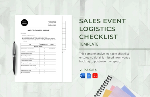 Sales Event Logistics Checklist Template