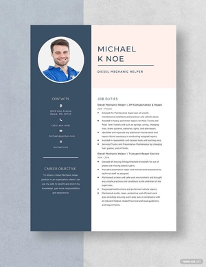 Diesel Mechanic Helper Resume