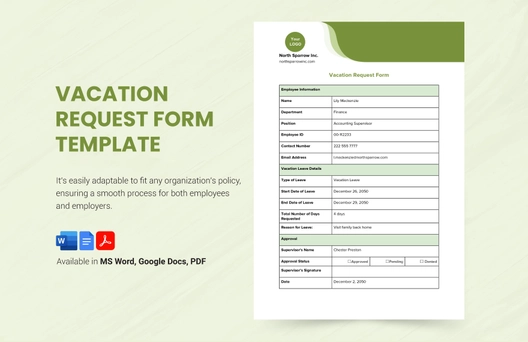 Vacation Request Form Template