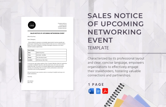 Sales Notice of Upcoming Networking Event Template