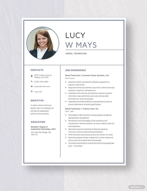 Diesel Technician Resume