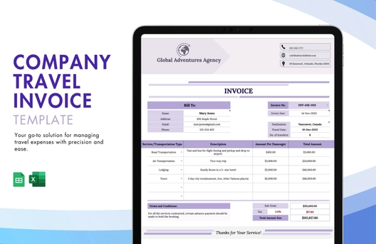 Company Travel Invoice Template