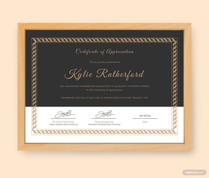 Appreciation Certificate Template for Graduation