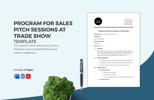 Program for Sales Pitch Sessions at Trade Show Template