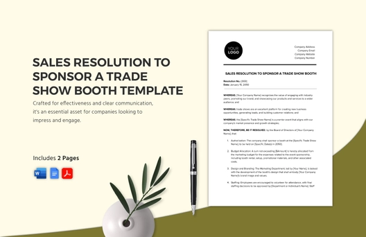 Sales Resolution to Sponsor a Trade Show Booth Template