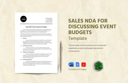 Sales NDA for Discussing Event Budgets Template Sales NDA for Discussing Event Budgets Template