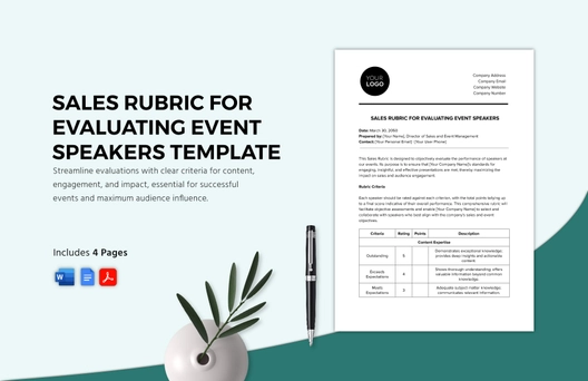 Sales Rubric for Evaluating Event Speakers Template