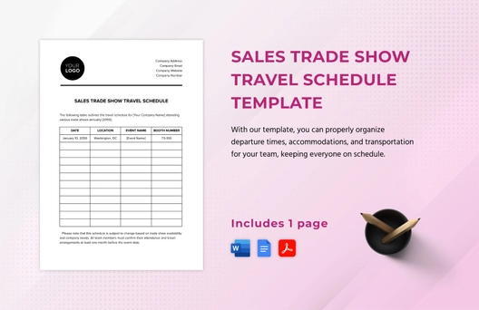 Sales Trade Show Travel Schedule Template