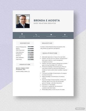 Guest Relations Executive Resume