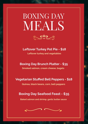 Free Boxing Day Meals Menu Template to Edit Online Free Boxing Day Meals Menu Template to Edit Online