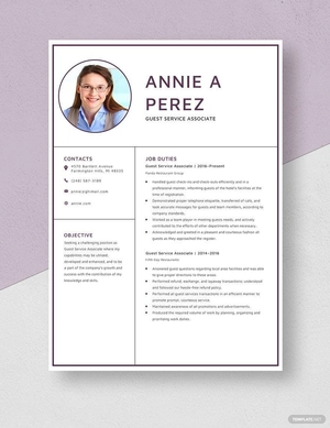 Guest Service Associate Resume