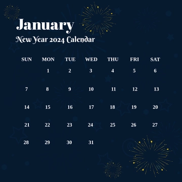 Free New Year 2024 Calendar Template to Edit Online
