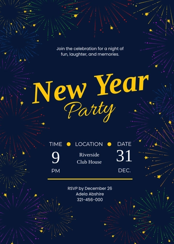 Free New Year Party Invitation Template to Edit Online