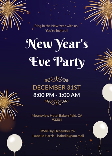 Free New Year's Eve Invitation Template to Edit Online