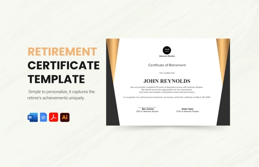 Retirement Certificate Template