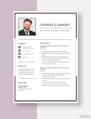 High School Academic Coordinator Resume