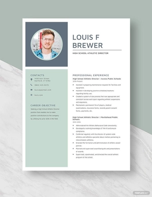 High School Athletic Director Resume