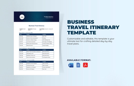 Business Travel Itinerary Template