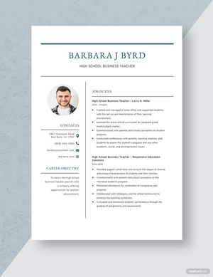 High School Business Teacher Resume
