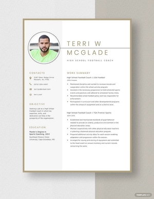 High School Football Coach Resume