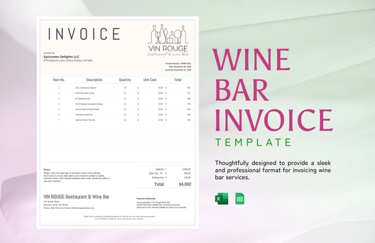 Wine Bar Invoice Template