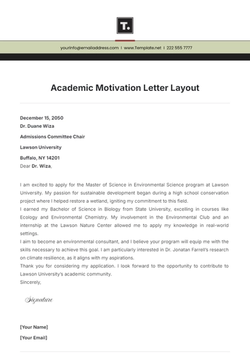 Free Academic Motivation Letter Layout Template to Edit Online