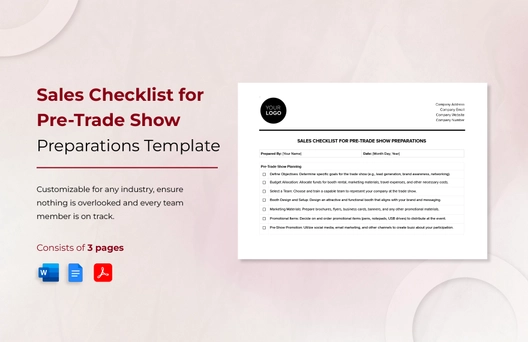 Sales Checklist for Pre-Trade Show Preparations Template