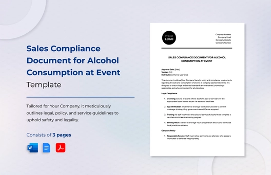 Sales Compliance Document for Alcohol Consumption at Event Template Sales Compliance Document for Alcohol Consumption at Event Template