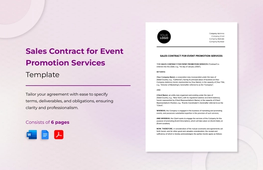 Sales Contract for Event Promotion Services Template