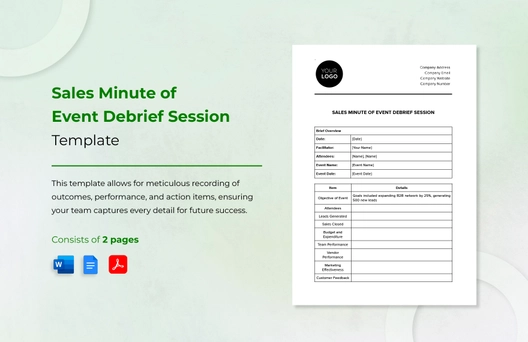 Sales Minute of Event Debrief Session Template