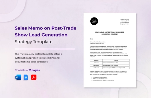 Sales Memo on Post-Trade Show Lead Generation Strategy Template